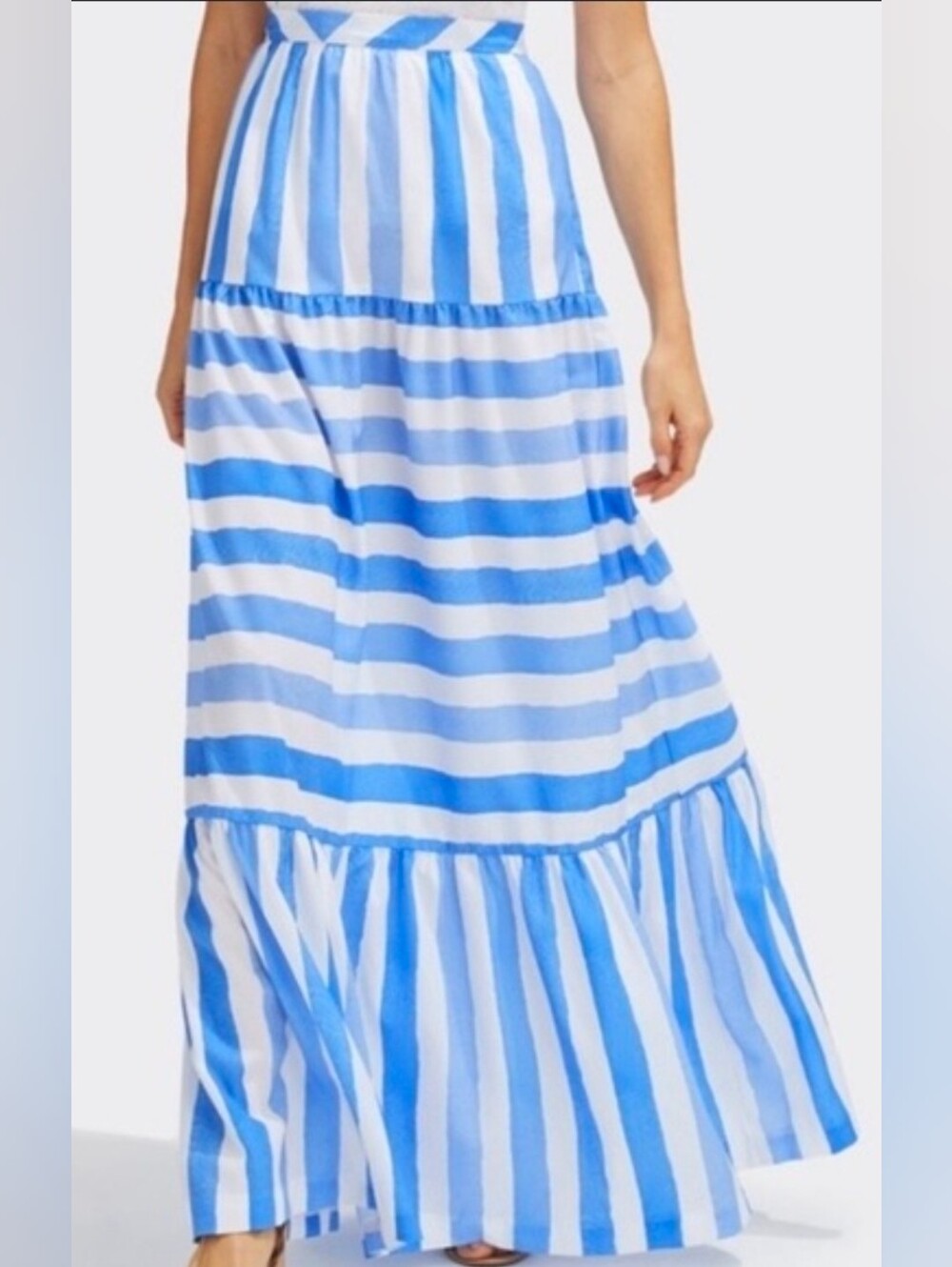 Vineyard Vines Bimini Blue and White Striped Waistband Skirt with Marlin Print -